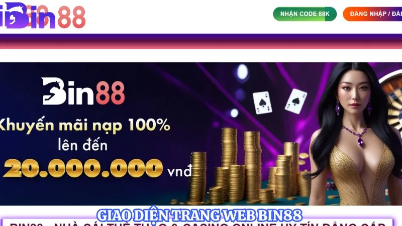 Giao diện trang web BIN88 